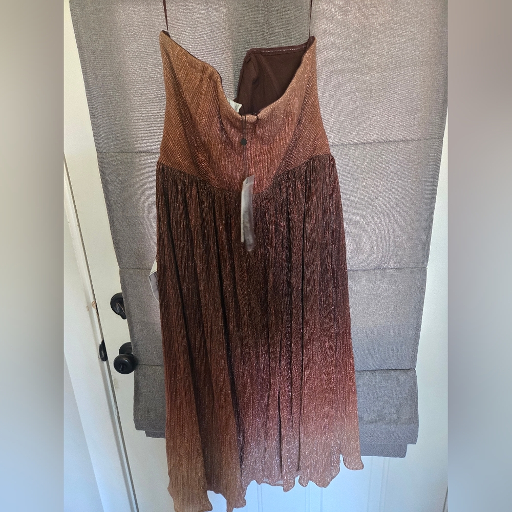 Dress the Population Nadine Ombré Metallic Strapless Fit & Flare Dress Sz XL - Picture 3 of 10